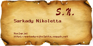 Sarkady Nikoletta névjegykártya
